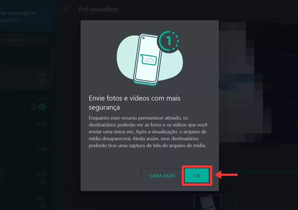 WhatsApp botão OK